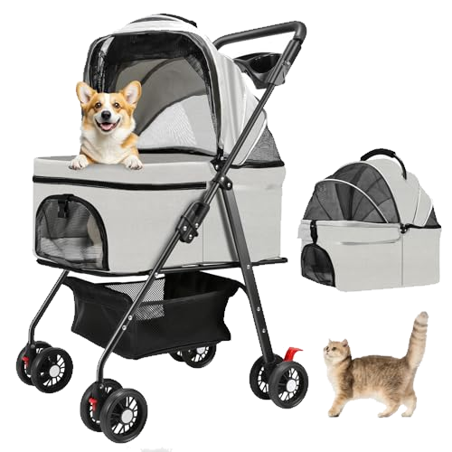 AODI Pet Stroller for Small Dogs and Cats with 4 Wheels